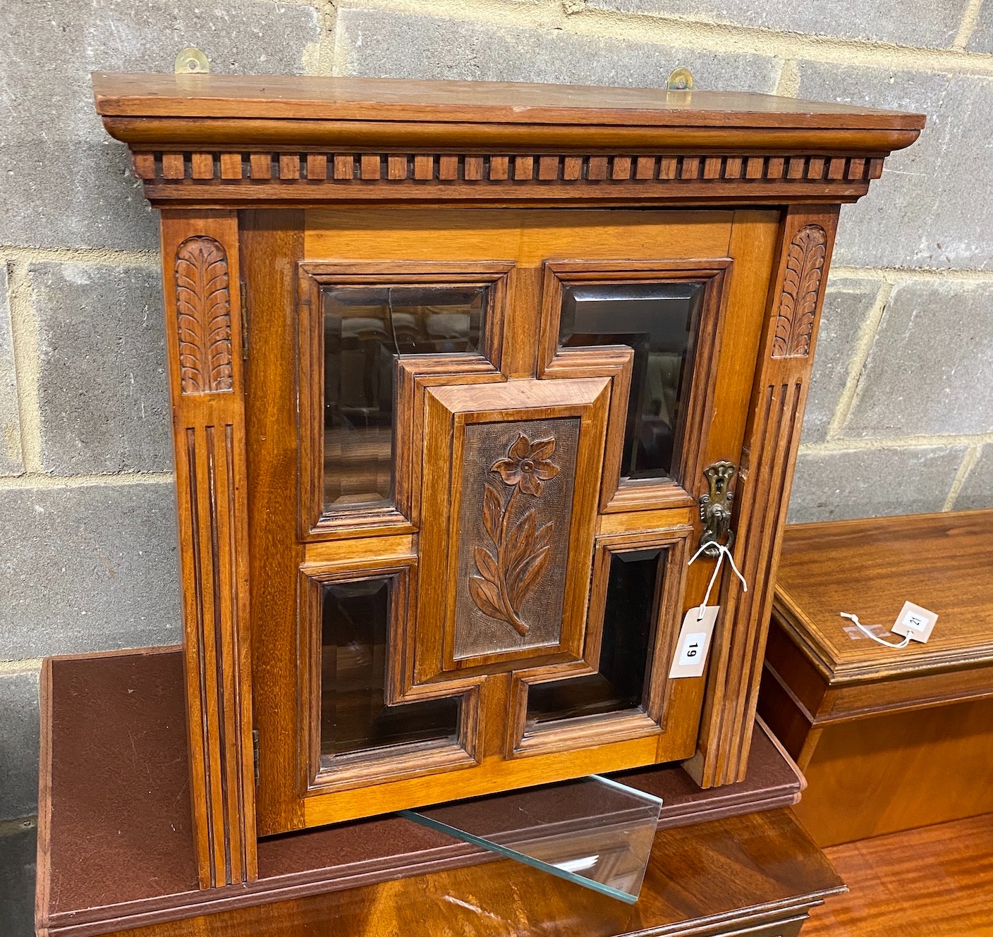 A Victorian walnut wall cabinet, adapted, width 57cm, height 60cm